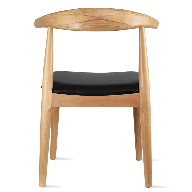 Chaise de salle à manger en bois massif et cuir PU avec coussin, accoudoirs, pour cuisine, siège rembourré, chambre, hôtel, restaurant, travail