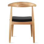 Chaise de salle à manger en bois massif et cuir PU avec coussin, accoudoirs, pour cuisine, siège rembourré, chambre, hôtel, restaurant, travail