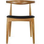 Chaise de salle à manger en bois massif et cuir PU avec coussin, accoudoirs, pour cuisine, siège rembourré, chambre, hôtel, restaurant, travail