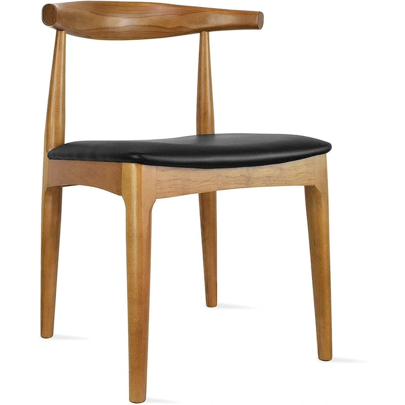 Chaise de salle à manger en bois massif et cuir PU avec coussin, accoudoirs, pour cuisine, siège rembourré, chambre, hôtel, restaurant, travail
