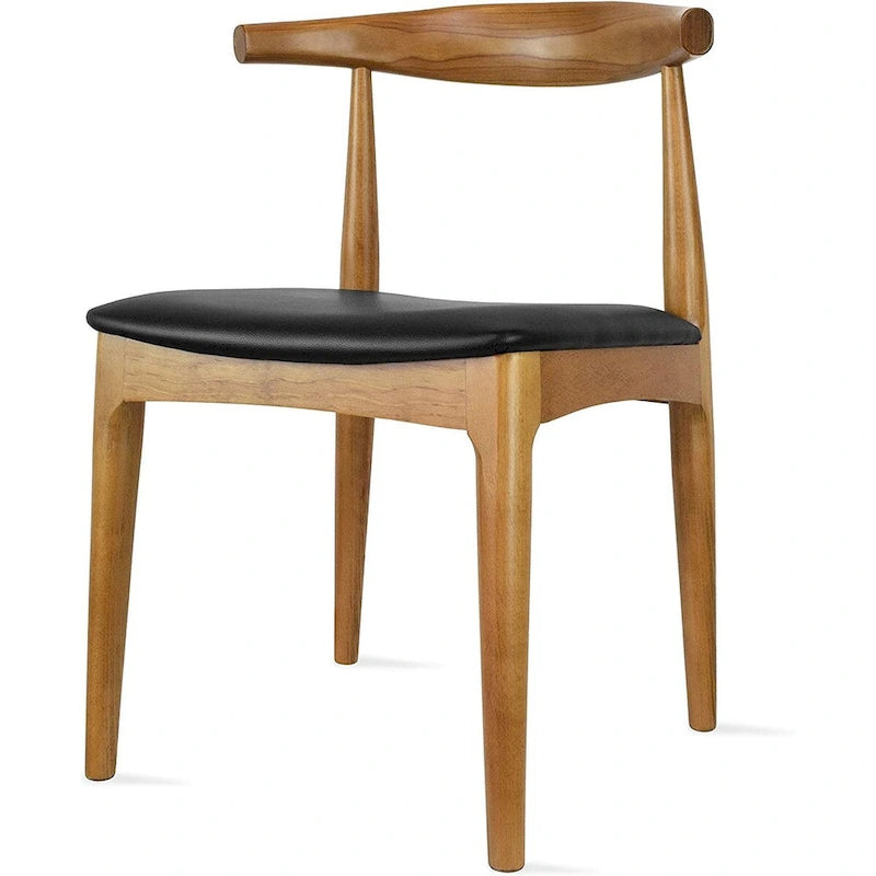 Chaise de salle à manger en bois massif et cuir PU avec coussin, accoudoirs, pour cuisine, siège rembourré, chambre, hôtel, restaurant, travail