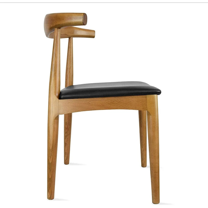 Chaise de salle à manger en bois massif et cuir PU avec coussin, accoudoirs, pour cuisine, siège rembourré, chambre, hôtel, restaurant, travail