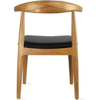 Chaise de salle à manger en bois massif et cuir PU avec coussin, accoudoirs, pour cuisine, siège rembourré, chambre, hôtel, restaurant, travail