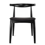 Chaise de salle à manger en bois massif et cuir PU avec coussin, accoudoirs, pour cuisine, siège rembourré, chambre, hôtel, restaurant, travail
