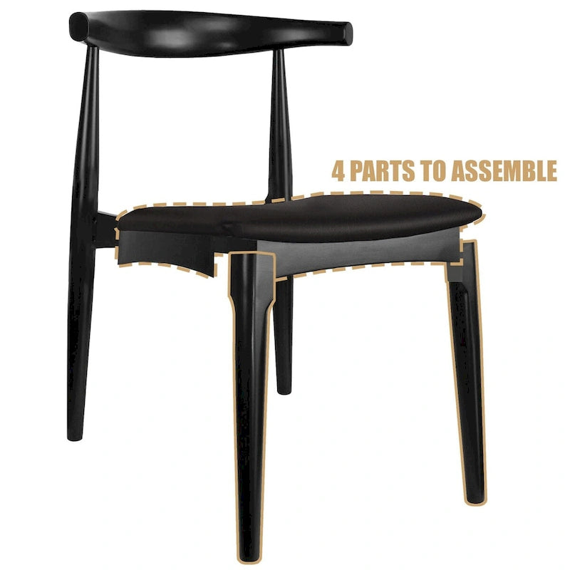 Chaise de salle à manger en bois massif et cuir PU avec coussin, accoudoirs, pour cuisine, siège rembourré, chambre, hôtel, restaurant, travail