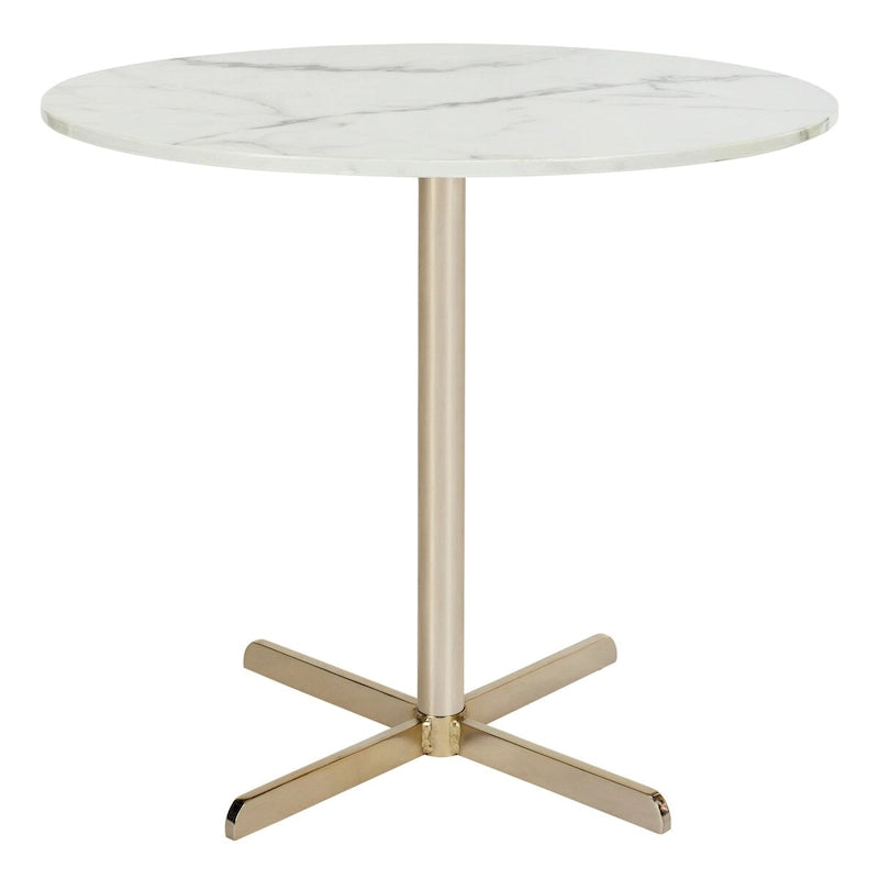 Table d'appoint ronde Peggy White/Laiton - 19,6 x 19,6 x 17,8 - 20Lx20Px18H