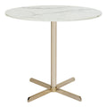 Table d'appoint ronde Peggy White/Laiton - 19,6 x 19,6 x 17,8 - 20Lx20Px18H