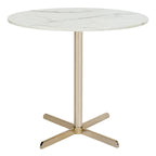 Table d'appoint ronde Peggy White/Laiton - 19,6 x 19,6 x 17,8 - 20Lx20Px18H