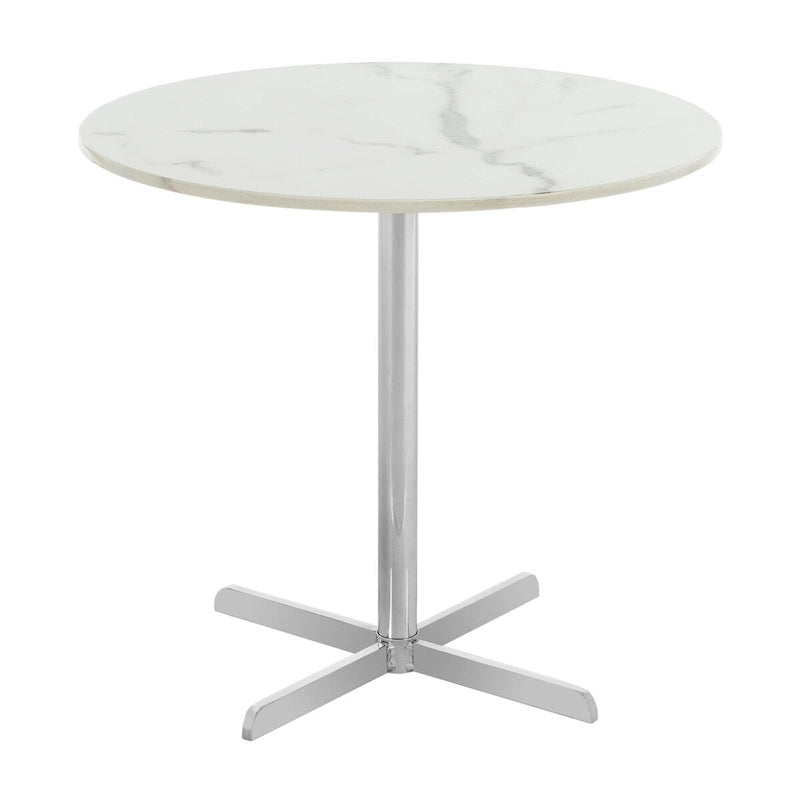 Table d'appoint ronde Peggy White/Laiton - 19,6 x 19,6 x 17,8 - 20Lx20Px18H