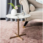 SAFAVIEH Peggy White/ Brass Round Side Table - 19.6 x 19.6 x 17.8 - 20Wx20Dx18H