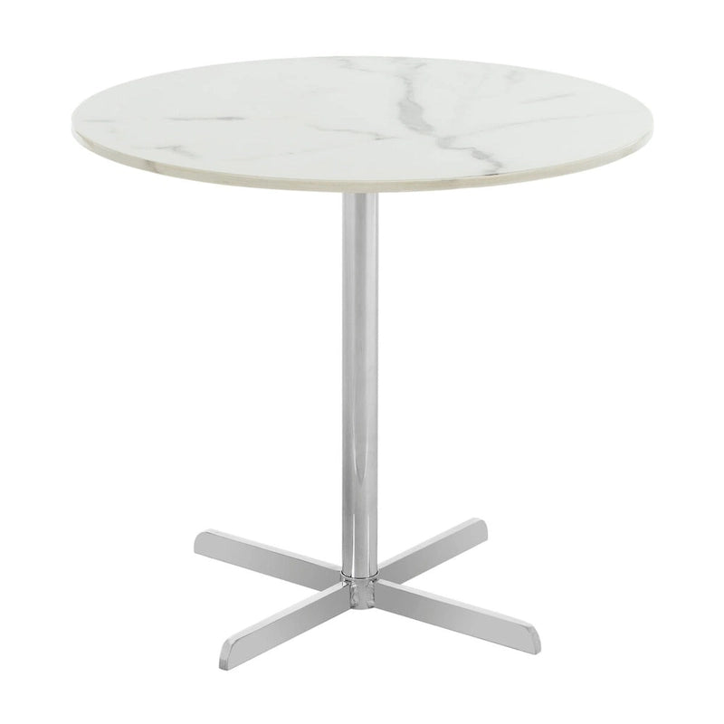 Table d'appoint ronde Peggy White/Laiton - 19,6 x 19,6 x 17,8 - 20Lx20Px18H
