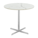 Table d'appoint ronde Peggy White/Laiton - 19,6 x 19,6 x 17,8 - 20Lx20Px18H