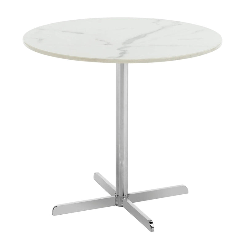 Table d'appoint ronde Peggy White/Laiton - 19,6 x 19,6 x 17,8 - 20Lx20Px18H