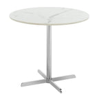 Table d'appoint ronde Peggy White/Laiton - 19,6 x 19,6 x 17,8 - 20Lx20Px18H