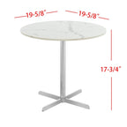 Table d'appoint ronde Peggy White/Laiton - 19,6 x 19,6 x 17,8 - 20Lx20Px18H