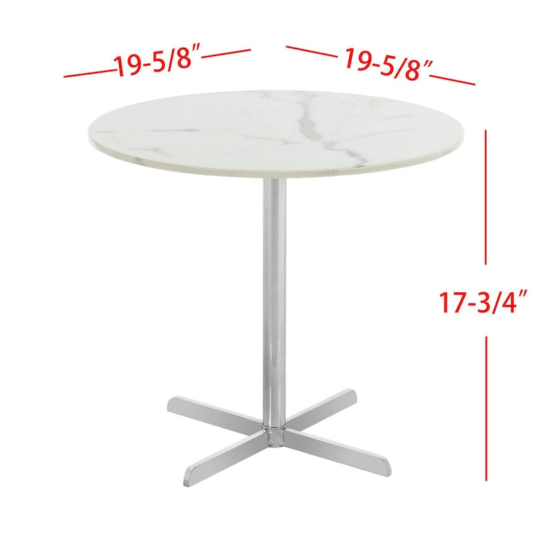 Table d'appoint ronde Peggy White/Laiton - 19,6 x 19,6 x 17,8 - 20Lx20Px18H