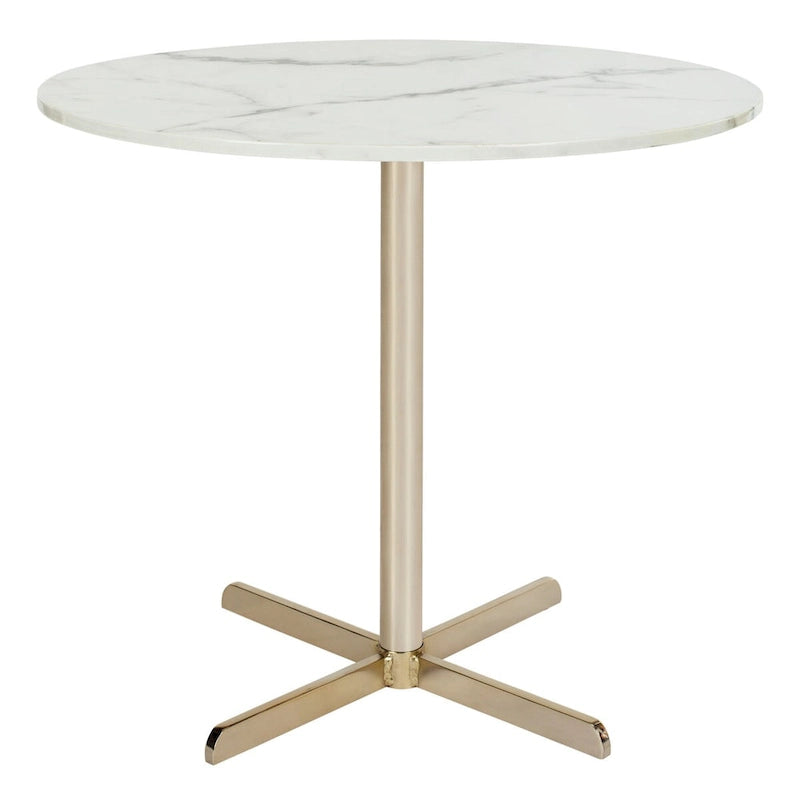 Table d'appoint ronde Peggy White/Laiton - 19,6 x 19,6 x 17,8 - 20Lx20Px18H