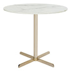 Table d'appoint ronde Peggy White/Laiton - 19,6 x 19,6 x 17,8 - 20Lx20Px18H