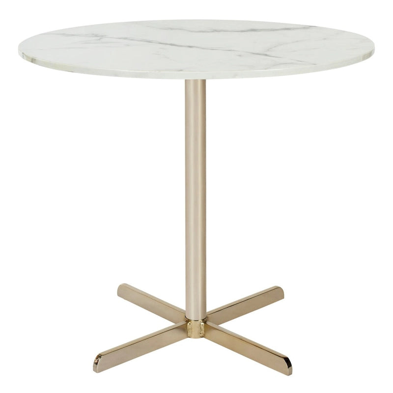 Table d'appoint ronde Peggy White/Laiton - 19,6 x 19,6 x 17,8 - 20Lx20Px18H
