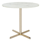 Table d'appoint ronde Peggy White/Laiton - 19,6 x 19,6 x 17,8 - 20Lx20Px18H