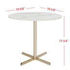 Table d'appoint ronde Peggy White/Laiton - 19,6 x 19,6 x 17,8 - 20Lx20Px18H