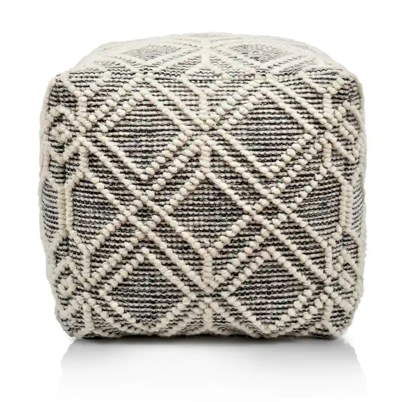 Pouf repose-pieds artisanal en laine et coton pour le salon, la chambre et la salle familiale (40x40x40)