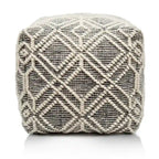 Loominaire handmade Addo wool, cotton natural fiber pouf footstool for living room bed room and family room (16x16x16)