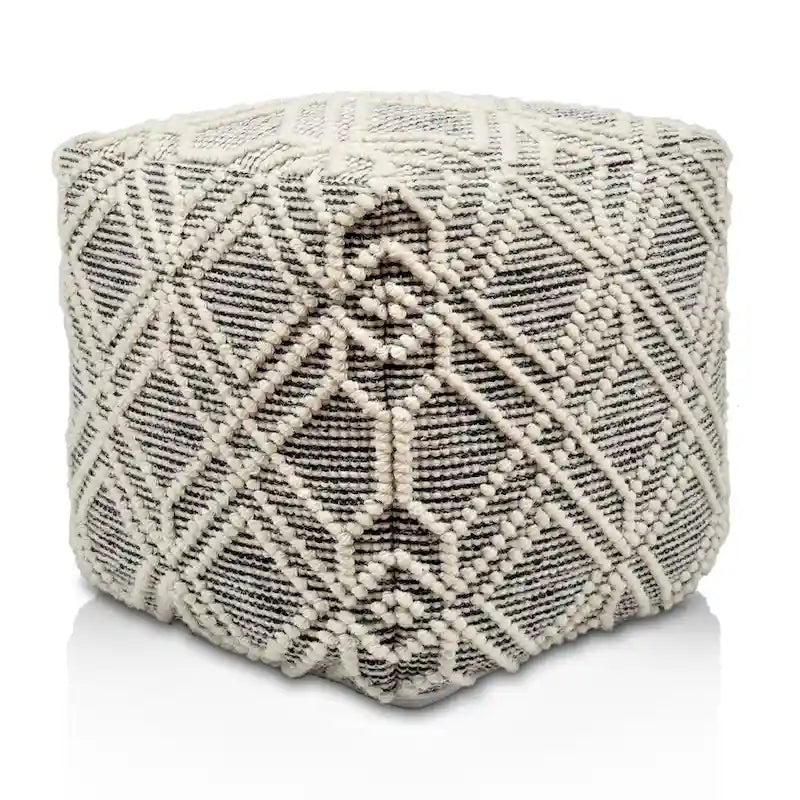 Pouf repose-pieds artisanal en laine et coton pour le salon, la chambre et la salle familiale (40x40x40)