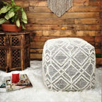 Pouf repose-pieds artisanal en laine et coton pour le salon, la chambre et la salle familiale (40x40x40)
