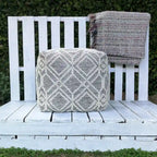 Pouf repose-pieds artisanal en laine et coton pour le salon, la chambre et la salle familiale (40x40x40)