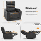 Fauteuil inclinable électrique MCombo, Canapé inclinable électrique avec appuie-tête réglable et port USB et Type C, Similicuir HTS432