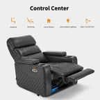 Fauteuil inclinable électrique MCombo, Canapé inclinable électrique avec appuie-tête réglable et port USB et Type C, Similicuir HTS432