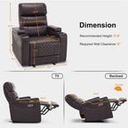 Fauteuil inclinable électrique MCombo, Canapé inclinable électrique avec appuie-tête réglable et port USB et Type C, Similicuir HTS432