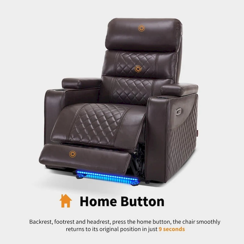 Fauteuil inclinable électrique MCombo, Canapé inclinable électrique avec appuie-tête réglable et port USB et Type C, Similicuir HTS432