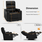 Fauteuil inclinable électrique MCombo, Canapé inclinable électrique avec appuie-tête réglable et port USB et Type C, Similicuir HTS432