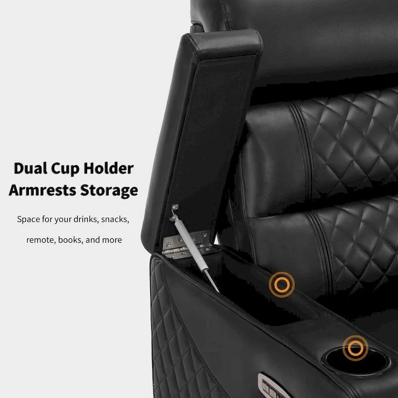 Fauteuil inclinable électrique MCombo, Canapé inclinable électrique avec appuie-tête réglable et port USB et Type C, Similicuir HTS432