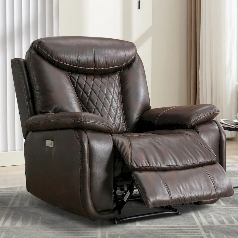 Fauteuil inclinable électrique en cuir avec repose-pieds confortable pour le salon
