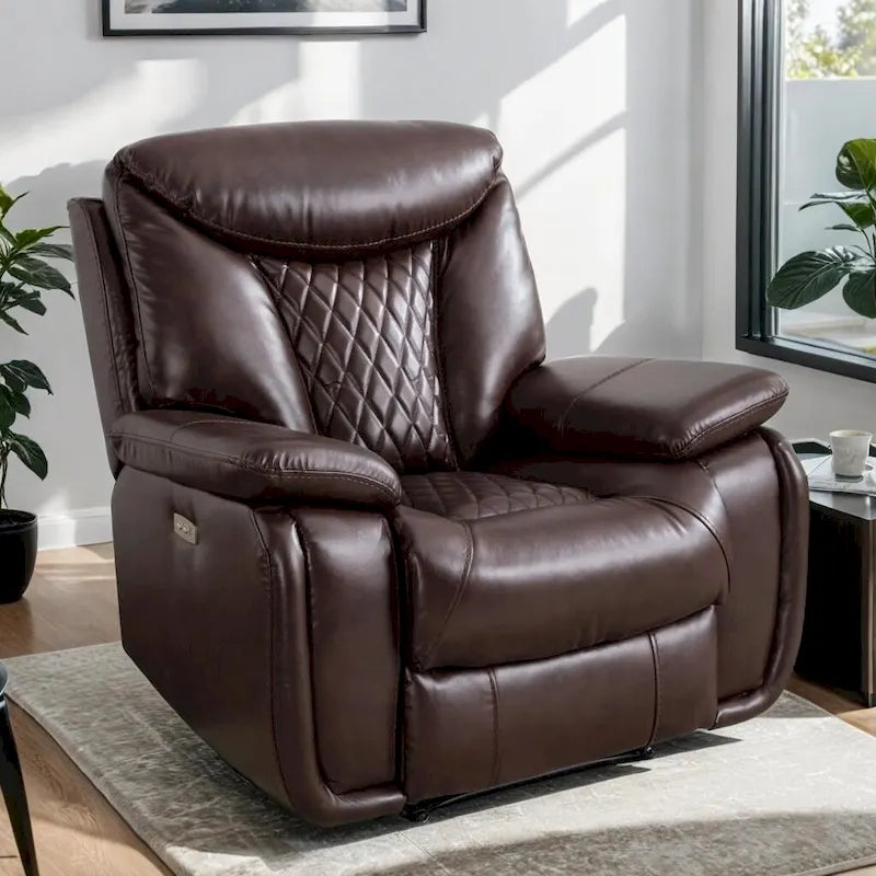 Fauteuil inclinable électrique en cuir avec repose-pieds confortable pour le salon