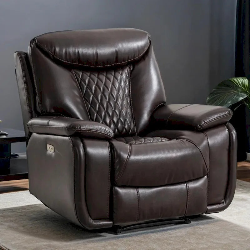 Fauteuil inclinable électrique en cuir avec repose-pieds confortable pour le salon