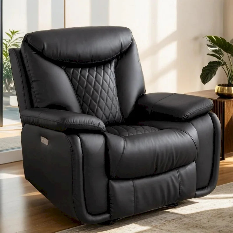Fauteuil inclinable électrique en cuir avec repose-pieds confortable pour le salon