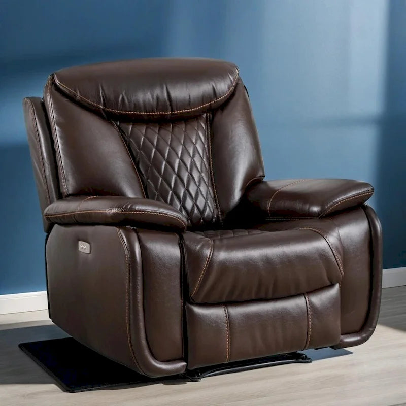 Fauteuil inclinable électrique en cuir avec repose-pieds confortable pour le salon