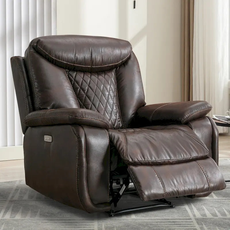 Fauteuil inclinable électrique en cuir avec repose-pieds confortable pour le salon