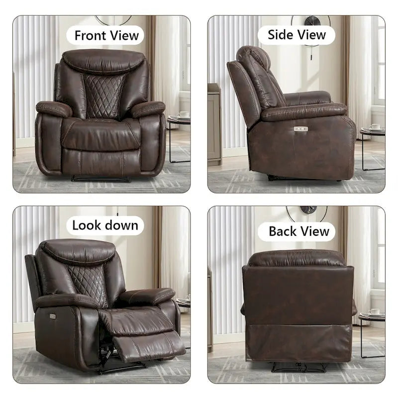 Fauteuil inclinable électrique en cuir avec repose-pieds confortable pour le salon