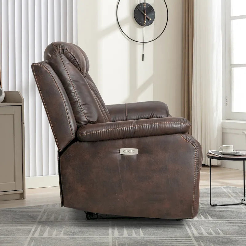 Fauteuil inclinable électrique en cuir avec repose-pieds confortable pour le salon