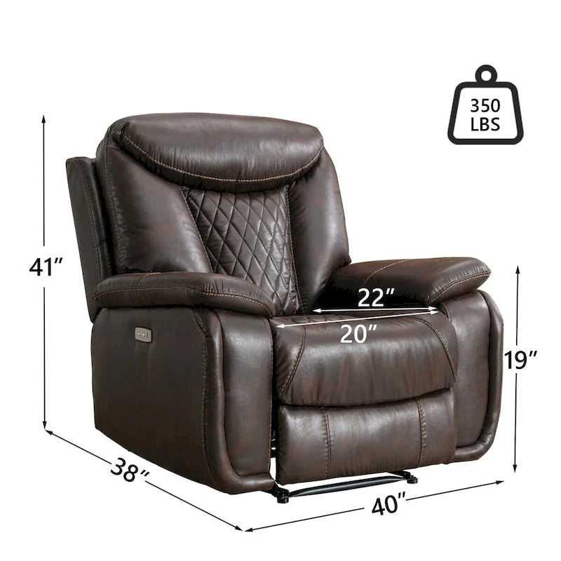 Fauteuil inclinable électrique en cuir avec repose-pieds confortable pour le salon