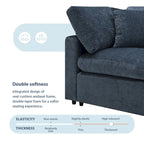 Canapé-lit sectionnel en chenille 6 places avec pouf, convertible en U, bleu foncé