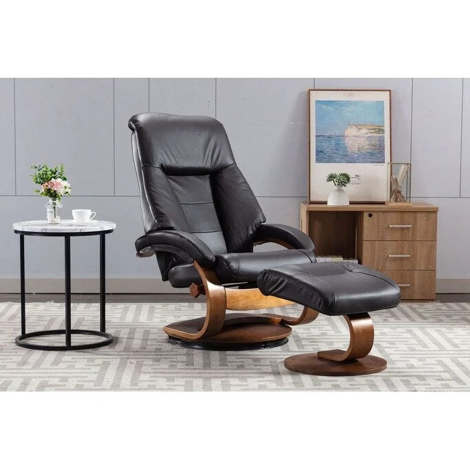 Fauteuil inclinable et ottoman en cuir pleine fleur