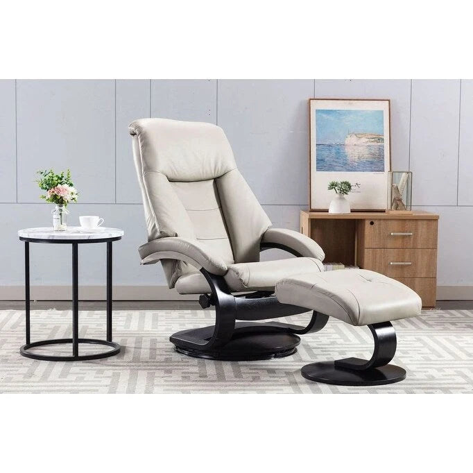 Fauteuil inclinable et ottoman en cuir pleine fleur