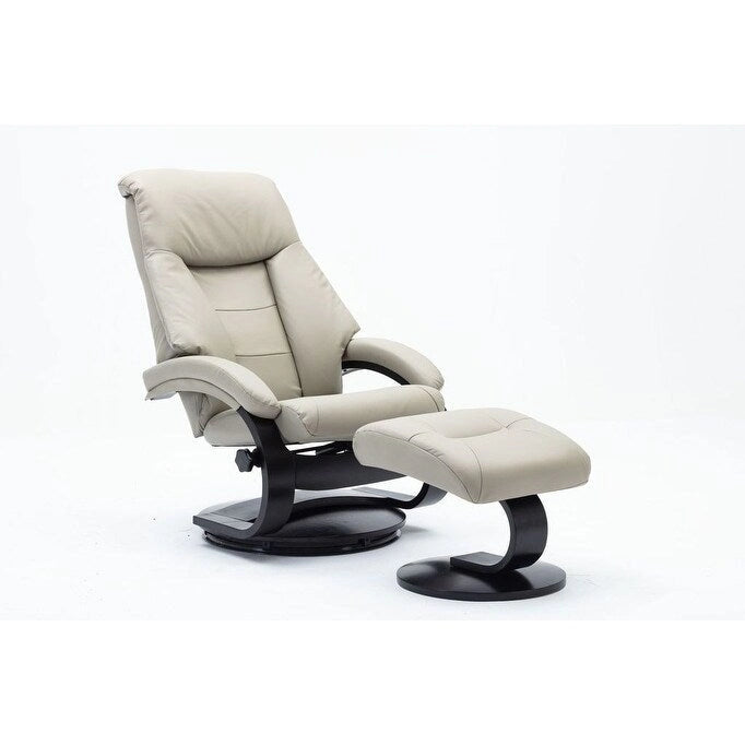 Fauteuil inclinable et ottoman en cuir pleine fleur