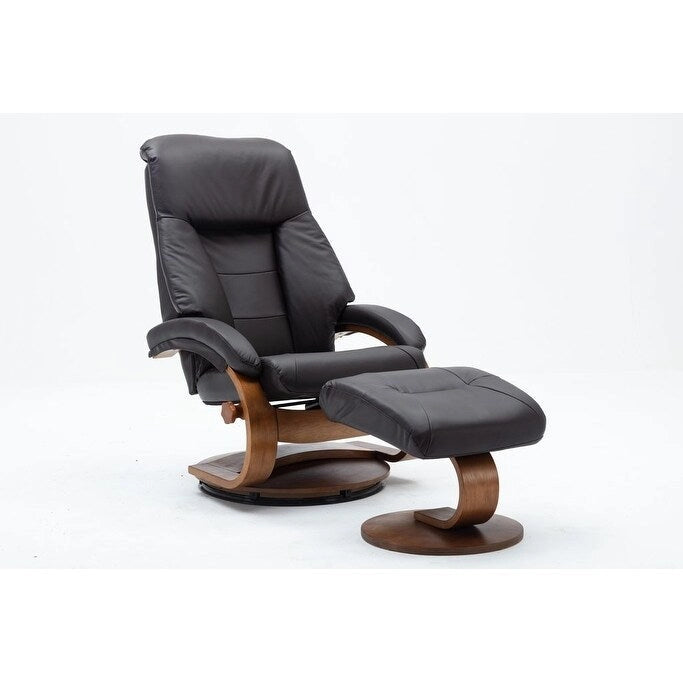 Fauteuil inclinable et ottoman en cuir pleine fleur